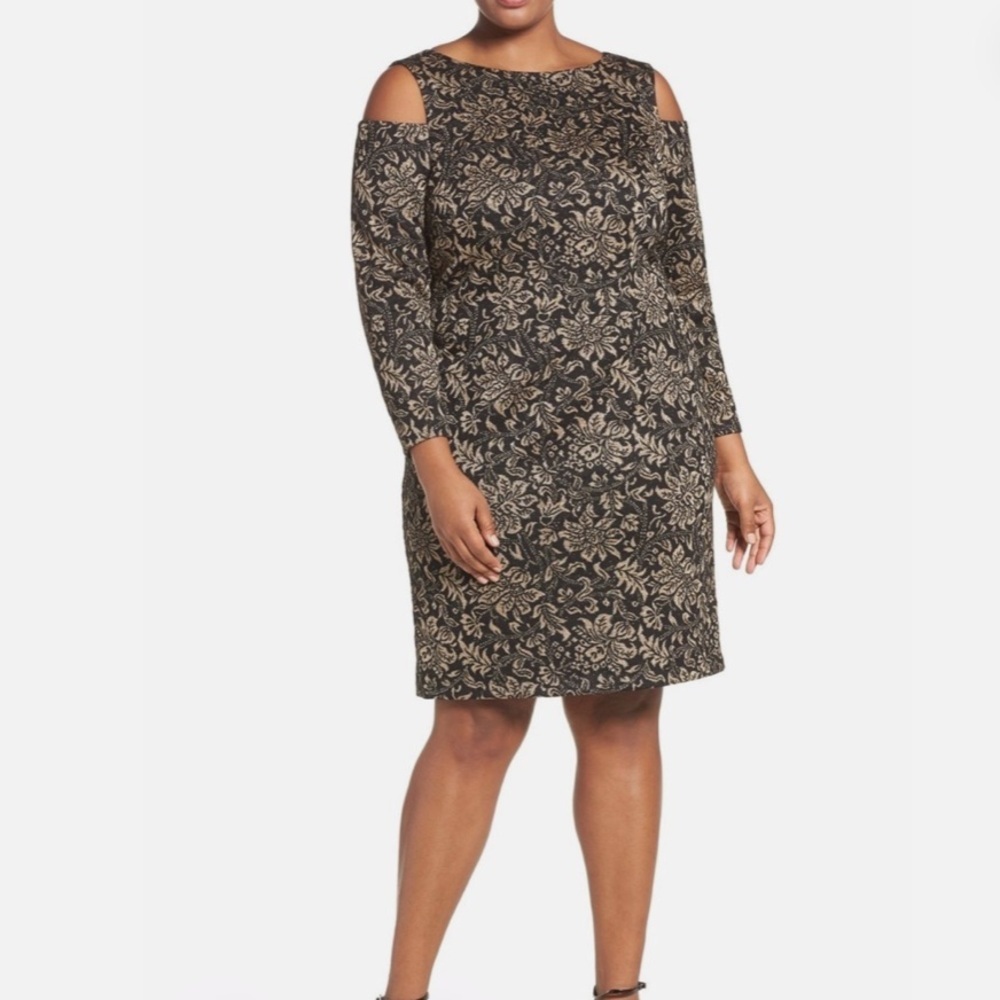 Eliza J Metallic Knit Sheath‎ evening Dress plus size 18w